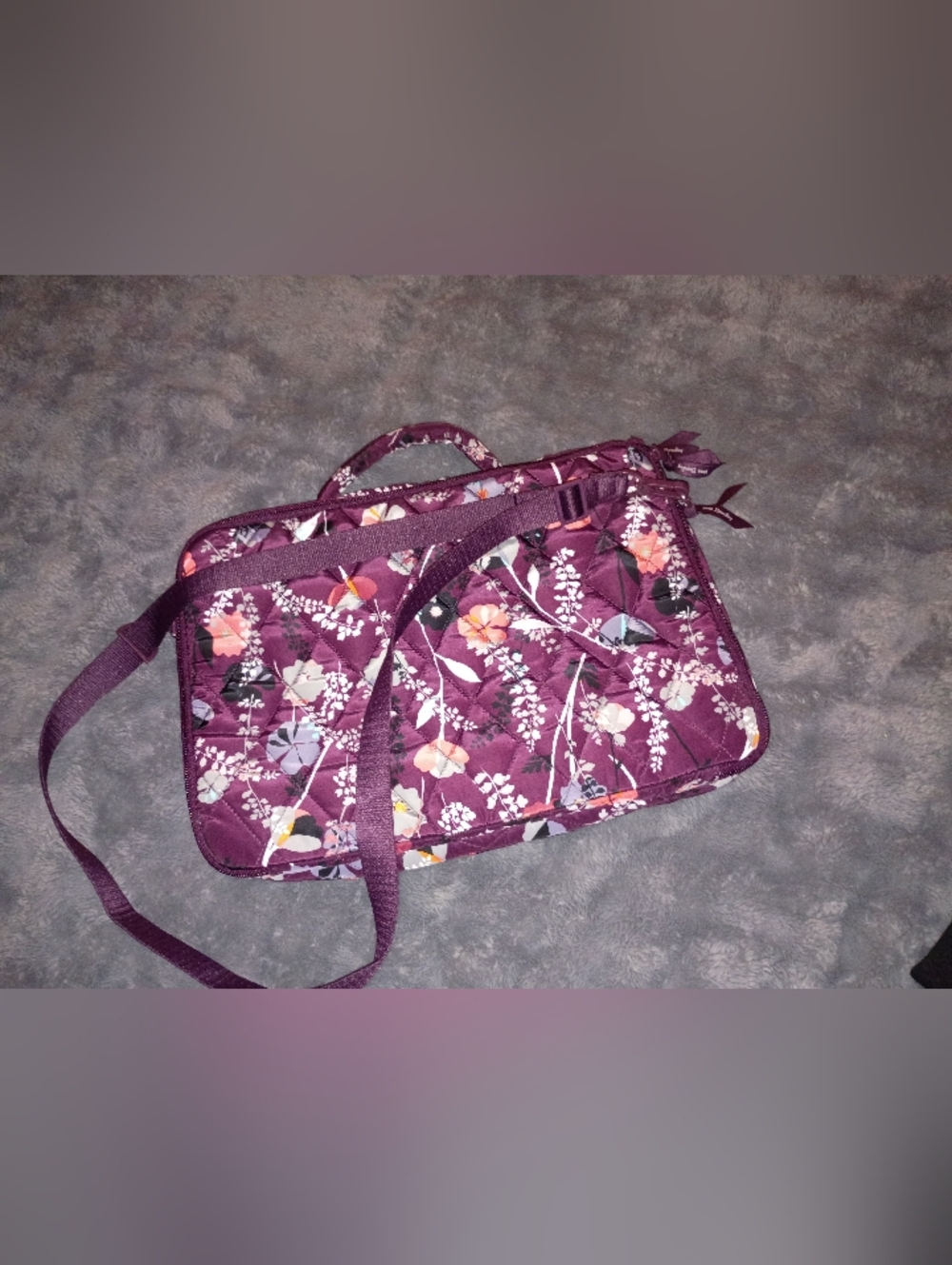 Vera Bradley Laptop Floral Tote in Plum